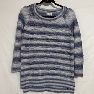 Lou & Grey Striped Blue and Gray Women's Sweater SZ L
